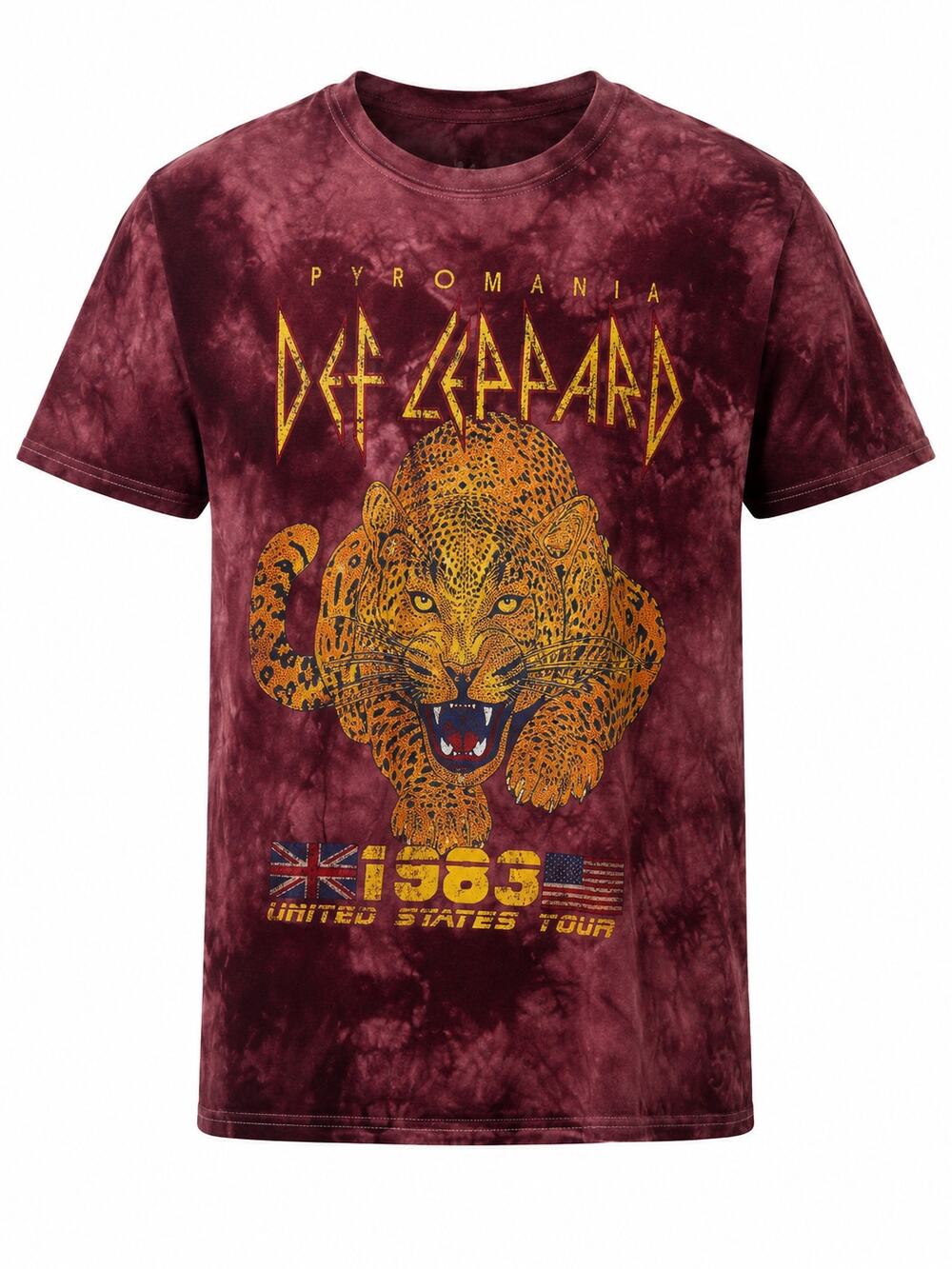 Def Leppard Pyromania 1983 United States Tour Acid Wash Graphic Band T-Shirt -S
